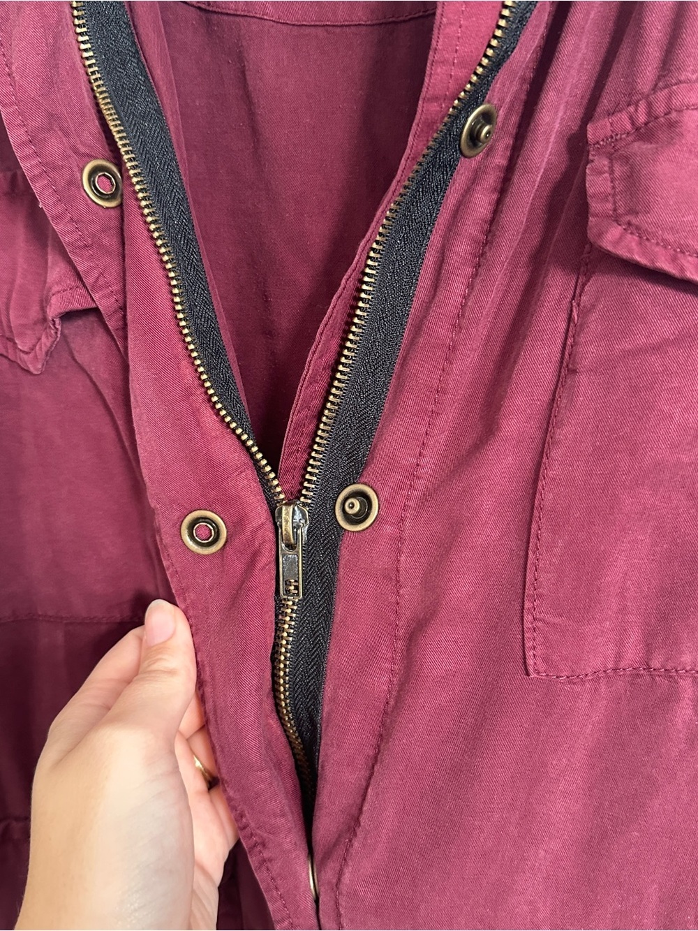 Sanctuary Wine Utility Jacket With Button-Front View 3
